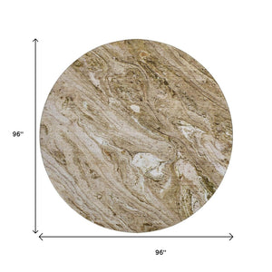 HomeRoots 8' Brown And Ivory Abstract Washable Round Rug – Stylish, Durable, Stain Resistant with UV Protection 653443