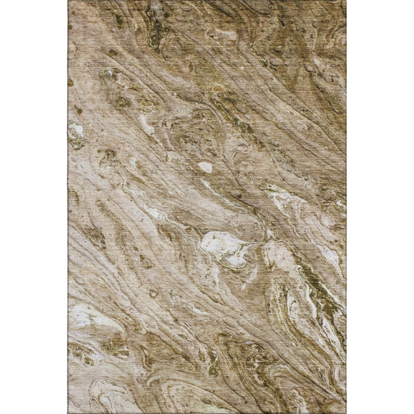 HomeRoots 9' X 12' Brown and Ivory Abstract Area Rug - Durable, Stain-Resistant with UV Protection for Homes 653445