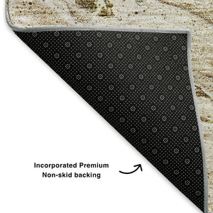HomeRoots 9' X 12' Brown and Ivory Abstract Area Rug - Durable, Stain-Resistant with UV Protection for Homes 653445