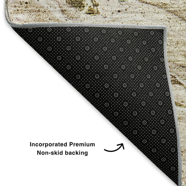 HomeRoots 9' X 12' Brown and Ivory Abstract Area Rug - Durable, Stain-Resistant with UV Protection for Homes 653445