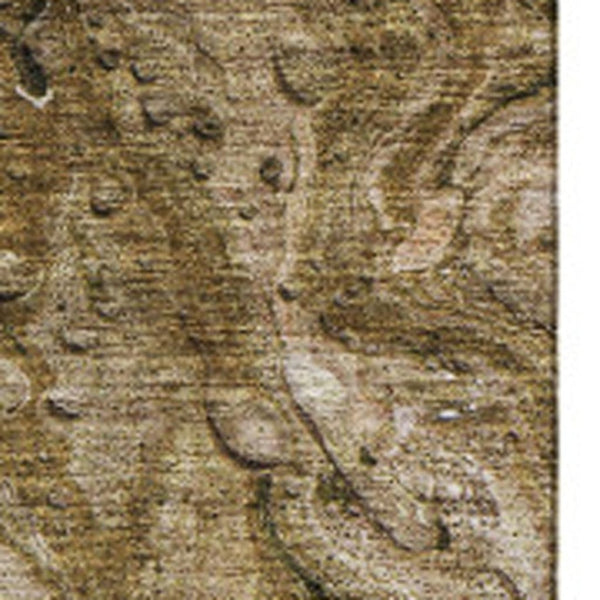 HomeRoots 9' X 12' Brown and Ivory Abstract Area Rug - Durable, Stain-Resistant with UV Protection for Homes 653445