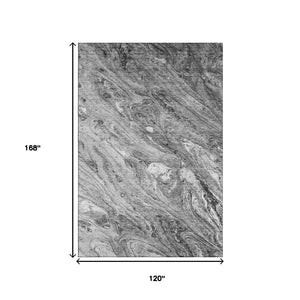 HomeRoots 10' X 14' Gray And Ivory Abstract Area Rug – Washable, UV Protected, Perfect for High-Traffic Homes! 653452