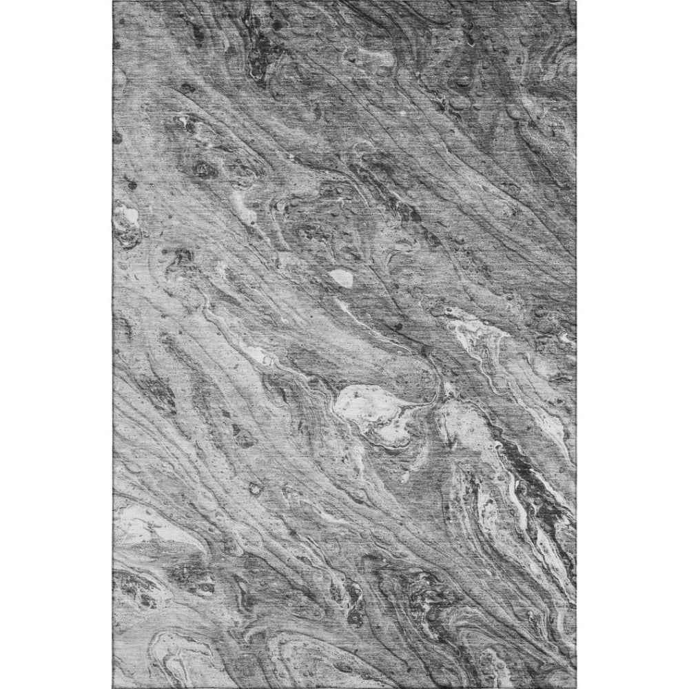 HomeRoots 10' X 14' Gray And Ivory Abstract Area Rug – Washable, UV Protected, Perfect for High-Traffic Homes! 653452
