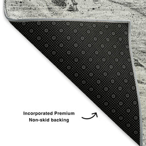 HomeRoots 10' X 14' Gray And Ivory Abstract Area Rug – Washable, UV Protected, Perfect for High-Traffic Homes! 653452