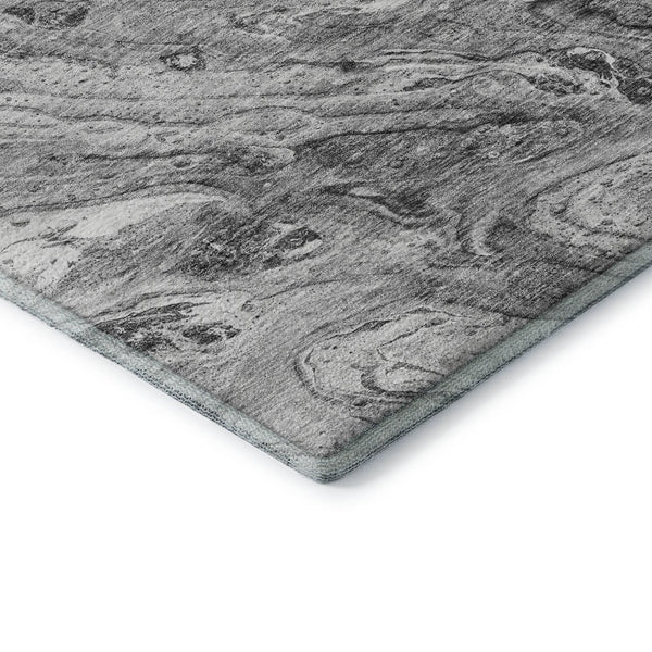 HomeRoots 10' X 14' Gray And Ivory Abstract Area Rug – Washable, UV Protected, Perfect for High-Traffic Homes! 653452
