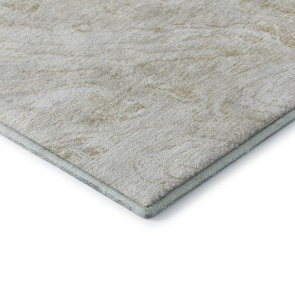HomeRoots 8' Ivory and Beige Abstract Round Rug - Stylish, Washable, UV-Protected for Kids & Pets' Play Areas 653455