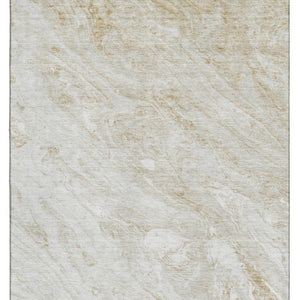 HomeRoots 8' X 10' Stylish Ivory and Beige Washable Area Rug with UV Protection for Modern Living Spaces 653456