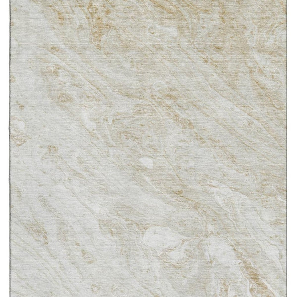 HomeRoots 8' X 10' Stylish Ivory and Beige Washable Area Rug with UV Protection for Modern Living Spaces 653456
