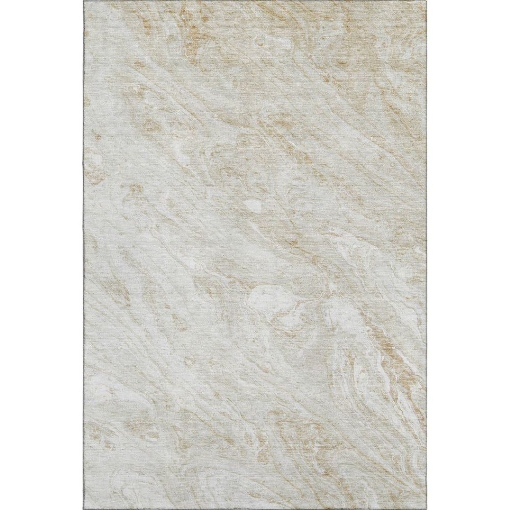 HomeRoots 8' X 10' Stylish Ivory and Beige Washable Area Rug with UV Protection for Modern Living Spaces 653456