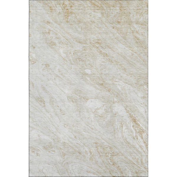 HomeRoots 8' X 10' Stylish Ivory and Beige Washable Area Rug with UV Protection for Modern Living Spaces 653456