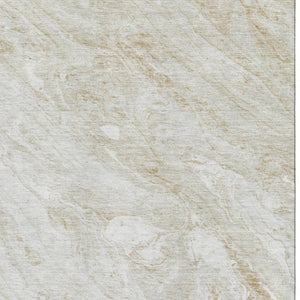 HomeRoots 9' X 12' Ivory and Beige Abstract Washable Area Rug with UV Protection for Modern Homes & Families 653457