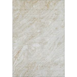 HomeRoots 9' X 12' Ivory and Beige Abstract Washable Area Rug with UV Protection for Modern Homes & Families 653457