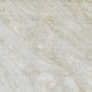 HomeRoots 10' X 14' Ivory and Beige Abstract Washable Area Rug with UV Protection for Homes with Kids & Pets 653458