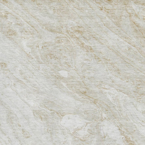 HomeRoots 10' X 14' Ivory and Beige Abstract Washable Area Rug with UV Protection for Homes with Kids & Pets 653458