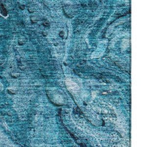 HomeRoots 5' X 8' Sky Blue and Ivory Abstract Area Rug - Washable, UV Protected & Perfect for Modern Living Spaces 653460