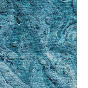 HomeRoots 5' X 8' Sky Blue and Ivory Abstract Area Rug - Washable, UV Protected & Perfect for Modern Living Spaces 653460