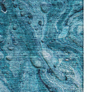 HomeRoots 8' X 10' Sky Blue & Ivory Abstract Area Rug - Washable, UV-Protected, Modern Design for Durability 653462