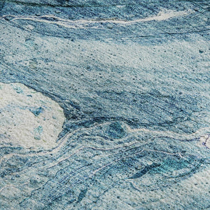 HomeRoots 8' X 10' Sky Blue & Ivory Abstract Area Rug - Washable, UV-Protected, Modern Design for Durability 653462