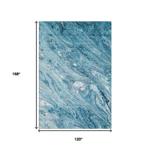 HomeRoots 10' Sky Blue & Ivory Abstract Washable Area Rug - UV Protected, Stain Resistant, Perfect for Kids & Pets 653464