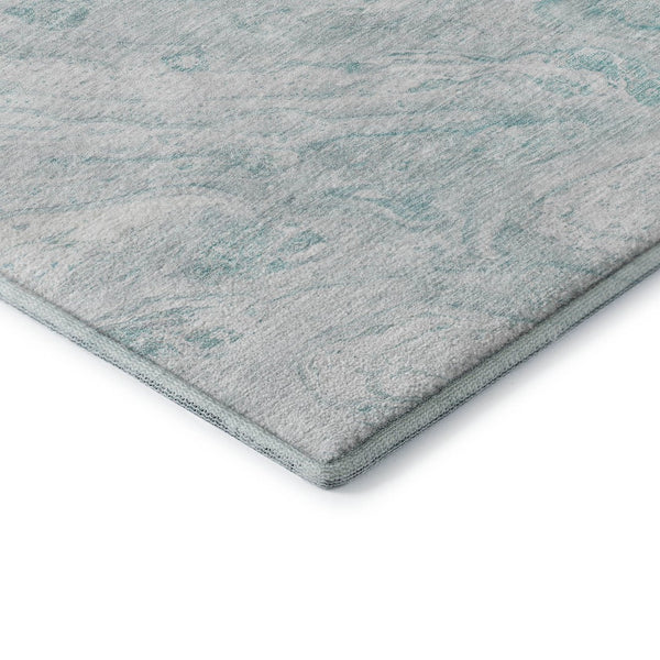 HomeRoots 8' Teal And Ivory Abstract Round Rug - Washable, UV-Protected, Durable for High-Traffic Areas! 653467