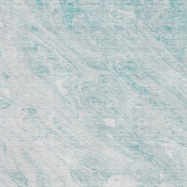 HomeRoots 8' X 10' Teal And Ivory Abstract Washable Area Rug - Durable, Stylish, UV-Protected for Modern Spaces 653468