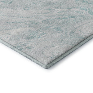 HomeRoots 9' X 12' Teal and Ivory Abstract Area Rug - Washable, UV-Protected, Durable Design for Families 653469