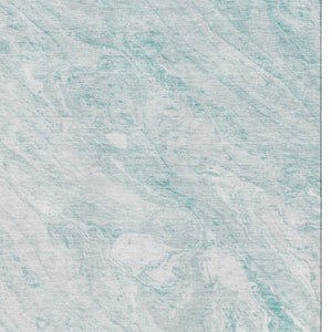 HomeRoots 9' X 12' Teal and Ivory Abstract Area Rug - Washable, UV-Protected, Durable Design for Families 653469