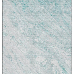 HomeRoots 10' Teal and Ivory Abstract Area Rug - Washable, UV Protected, Durable, and Stylish for High Traffic Rooms 653470