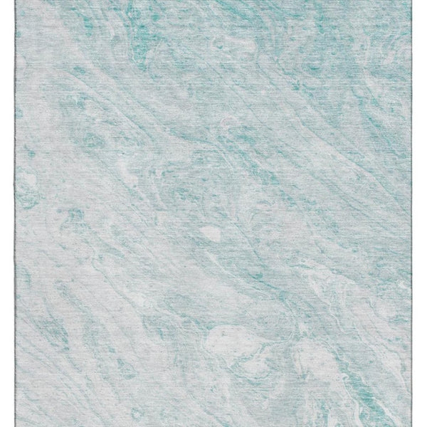 HomeRoots 10' Teal and Ivory Abstract Area Rug - Washable, UV Protected, Durable, and Stylish for High Traffic Rooms 653470
