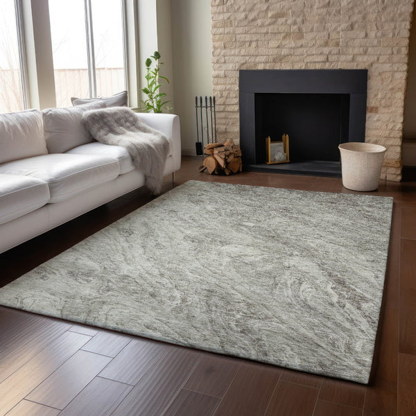 HomeRoots 5' X 8' Stylish Taupe and Ivory Abstract Area Rug – Washable, UV Protected, Perfect for Busy Homes! 653472