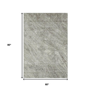 HomeRoots 5' X 8' Stylish Taupe and Ivory Abstract Area Rug – Washable, UV Protected, Perfect for Busy Homes! 653472