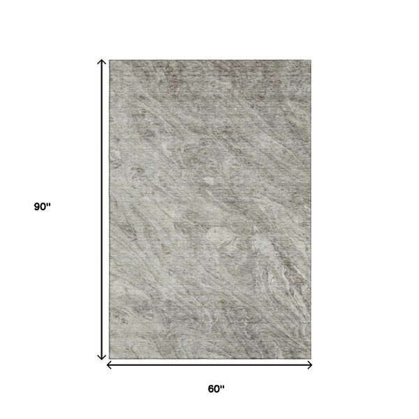 HomeRoots 5' X 8' Stylish Taupe and Ivory Abstract Area Rug – Washable, UV Protected, Perfect for Busy Homes! 653472