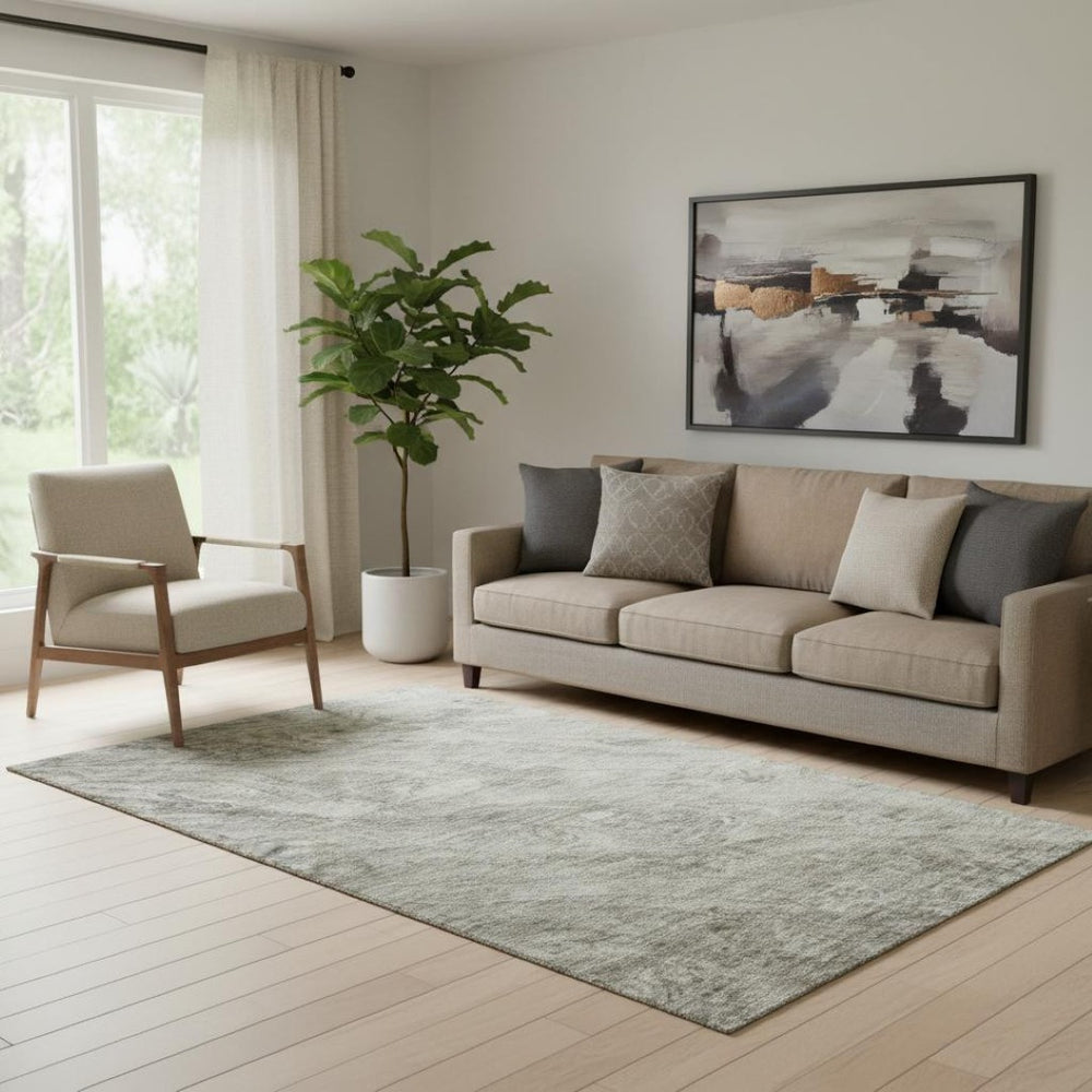 HomeRoots 5' X 8' Stylish Taupe and Ivory Abstract Area Rug – Washable, UV Protected, Perfect for Busy Homes! 653472
