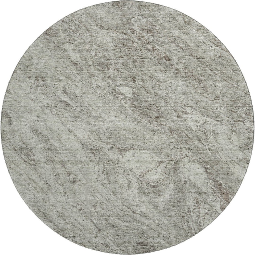HomeRoots 8' Taupe and Ivory Abstract Washable Round Rug – Stylish, Durable, UV-Protected for Home & Patio 653473