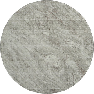 HomeRoots 8' Taupe and Ivory Abstract Washable Round Rug – Stylish, Durable, UV-Protected for Home & Patio 653473