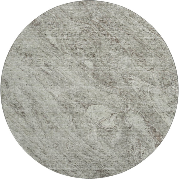 HomeRoots 8' Taupe and Ivory Abstract Washable Round Rug – Stylish, Durable, UV-Protected for Home & Patio 653473