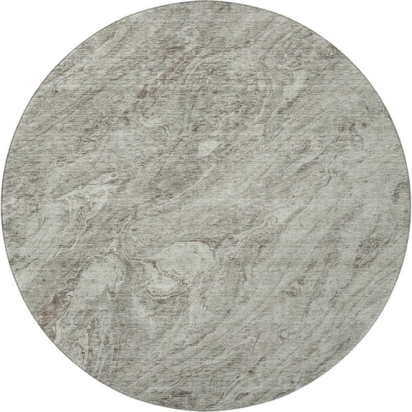 HomeRoots 8' Taupe and Ivory Abstract Washable Round Rug – Stylish, Durable, UV-Protected for Home & Patio 653473