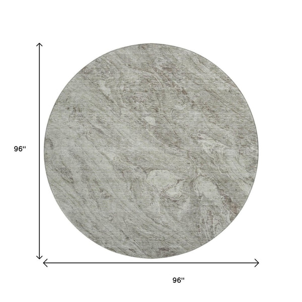 HomeRoots 8' Taupe and Ivory Abstract Washable Round Rug – Stylish, Durable, UV-Protected for Home & Patio 653473