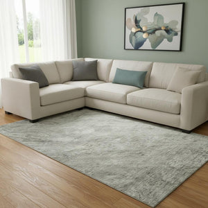 HomeRoots 9' X 12' Stylish Taupe & Ivory Abstract Washable Area Rug with UV Protection for High-Traffic Spaces 653475