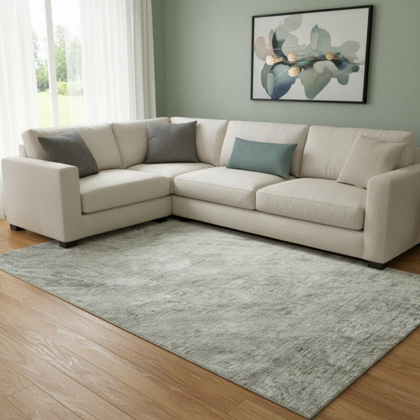 HomeRoots 9' X 12' Stylish Taupe & Ivory Abstract Washable Area Rug with UV Protection for High-Traffic Spaces 653475
