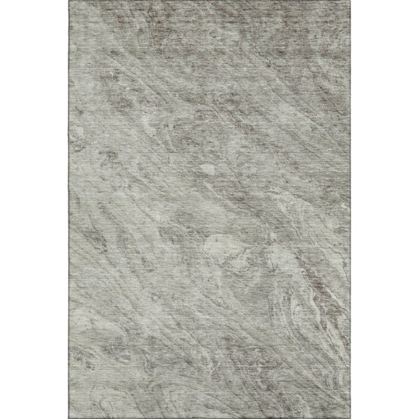 HomeRoots 9' X 12' Stylish Taupe & Ivory Abstract Washable Area Rug with UV Protection for High-Traffic Spaces 653475