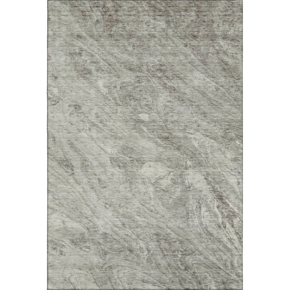 HomeRoots 10' X 14' Washable Taupe and Ivory Abstract Area Rug with UV Protection for Stylish Indoor/Outdoor Use 653476