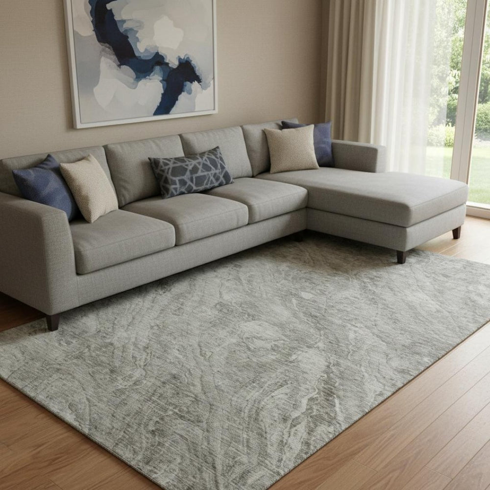HomeRoots 10' X 14' Washable Taupe and Ivory Abstract Area Rug with UV Protection for Stylish Indoor/Outdoor Use 653476