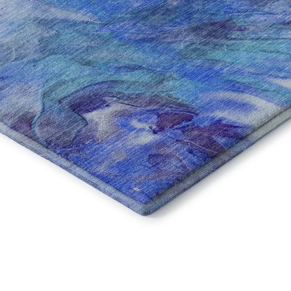 HomeRoots 8' X 10' Contemporary Abstract Washable Area Rug in Blue, Purple & Ivory – UV Resistant, Durable Design 653480