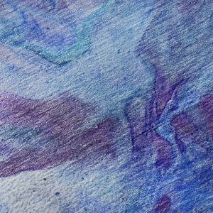 HomeRoots 8' X 10' Contemporary Abstract Washable Area Rug in Blue, Purple & Ivory – UV Resistant, Durable Design 653480