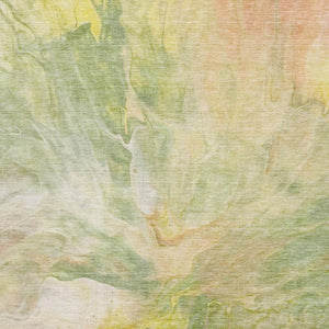 HomeRoots 9' X 12' Green Peach Yellow Abstract Area Rug - Washable, UV Protected, Soft & Durable for Homes 653487