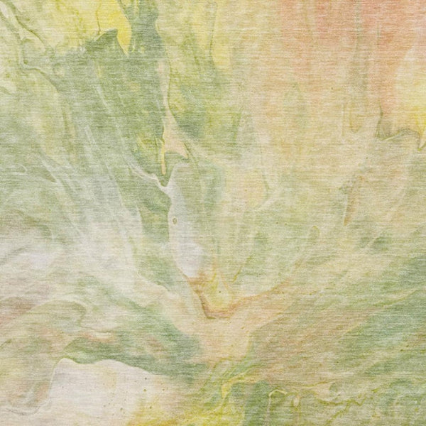 HomeRoots 9' X 12' Green Peach Yellow Abstract Area Rug - Washable, UV Protected, Soft & Durable for Homes 653487