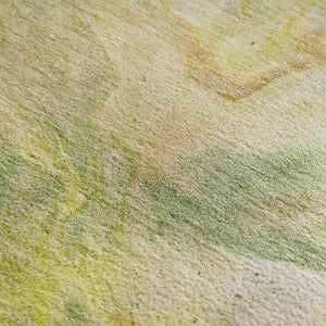 HomeRoots 9' X 12' Green Peach Yellow Abstract Area Rug - Washable, UV Protected, Soft & Durable for Homes 653487