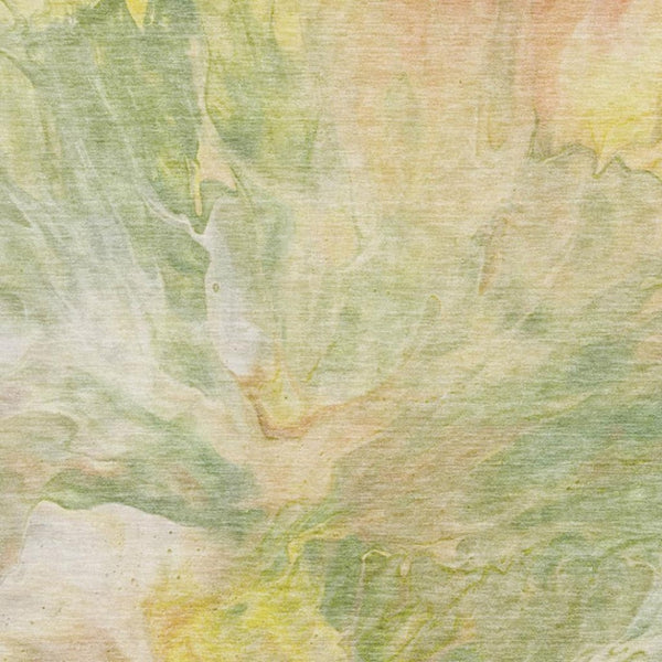 HomeRoots 10' X 14' Abstract Area Rug in Green, Peach & Yellow - Washable, UV-Protected, Durable, Stylish Design 653488