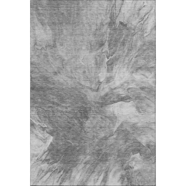 HomeRoots 5' X 8' Gray And Ivory Abstract Washable Area Rug - UV Protected, Stain Resistant, Durable Design for Homes 653490
